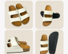Dép đế trấu Birken DOUBLE STICKY STRAP 2 QUAI XÉ DÁN đế TPR Detaunisex - DETA25D-TPR ĐEN