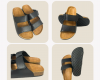 Dép đế trấu Birken DOUBLE STICKY STRAP 2 QUAI XÉ DÁN đế TPR Detaunisex - DETA25D-TPR ĐEN