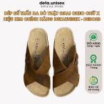 Dép đế trấu da bò thật Quai Chéo chữ X hiệu KIM chính hãng Detaunisex - DEBO23