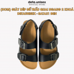 Giày sandal đế trấu 2 khóa nam nữ màu ĐEN Sata21D