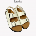 Giày sandal đế trấu 2 khóa nam nữ màu TRẮNG Sata21T