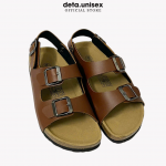 Giày sandal đế trấu 2 khóa nam nữ màu bò – Sata21B