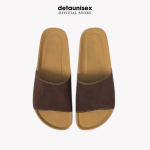 Dép đế trấu quai bảng ngang quai da lộn DETAUNISEX - DETA12N NÂU