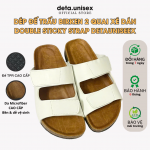 Dép đế trấu Birken DOUBLE STICKY STRAP 2 QUAI XÉ DÁN đế TPR Detaunisex - DETA25T-TPR TRẮNG