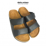 Dép đế trấu Birken DOUBLE STICKY STRAP 2 QUAI XÉ DÁN đế TPR Detaunisex - DETA25D-TPR ĐEN
