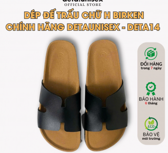 Dép dế trấu đi mưa chữ H đen phong cách Hermers  DETA14D