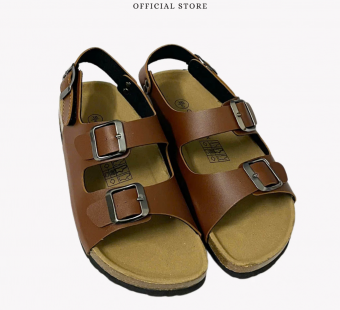 Giày sandal đế trấu 2 khóa nam nữ màu bò – Sata21B