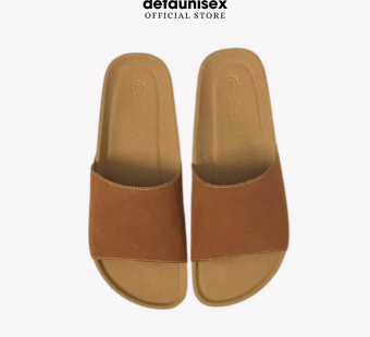 Dép đế trấu quai bảng ngang quai da lộn DETAUNISEX - DETA12 BÒ