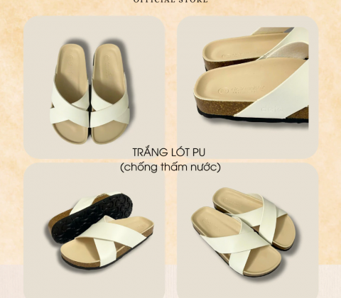 Dép đế trấu 2 quai chéo nam nữ màu Full Đen Deta23F