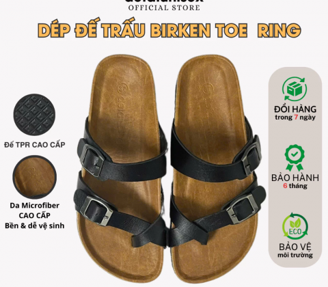 Dép đế trấu xỏ ngón nam nữ Birken thời trang văn phòng DETAUNISEX - DETA22D-TPR
