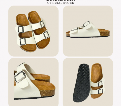 Dép đế trấu quai ngang 2 khoá Birken phong cách văn phòng Detaunisex - DETA21T-TPR