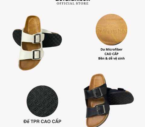 Dép đế trấu quai ngang 2 khoá Birken phong cách văn phòng Detaunisex - DETA21T-TPR