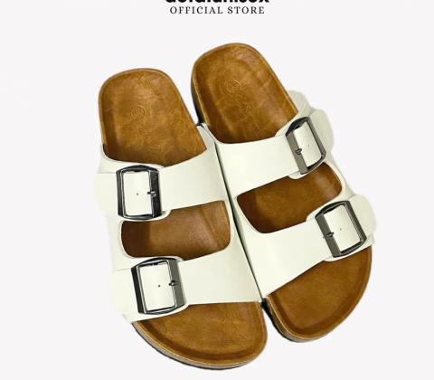 Dép đế trấu quai ngang 2 khoá Birken phong cách văn phòng Detaunisex - DETA21T-TPR