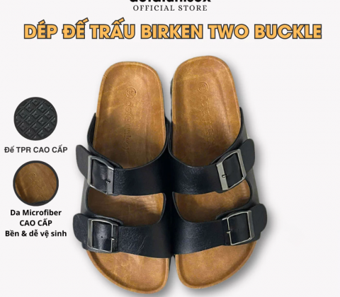Dép đế trấu quai ngang 2 khoá Birken phong cách văn phòng Detaunisex - DETA21D-TPR