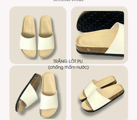 Dép đế trấu 1 quai ngang bảng lớn Full Đen Deta12F