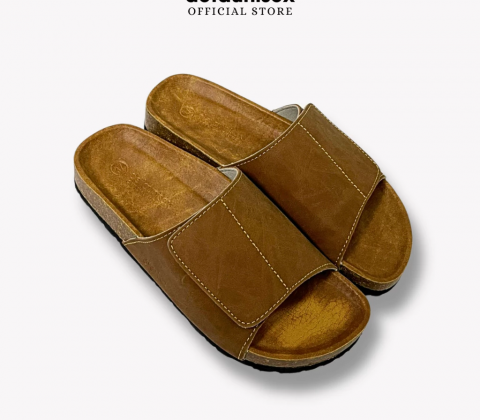 Dép đế trấu bảng ngang xé dán da sáp tái chế nam nữ Birken Lót Si DETAUNISEX - DEBO17