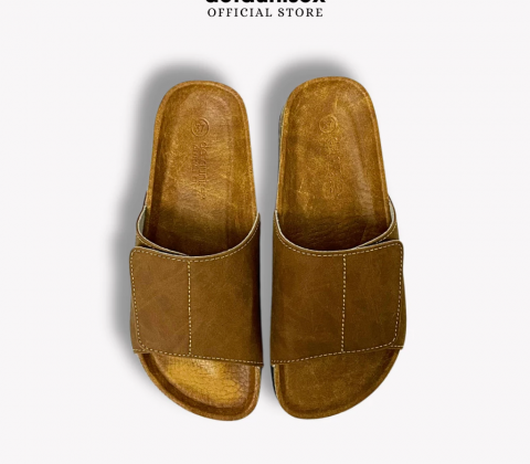 Dép đế trấu bảng ngang xé dán da sáp tái chế nam nữ Birken Lót Si DETAUNISEX - DEBO17
