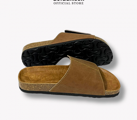 Dép đế trấu bảng ngang xé dán da sáp tái chế nam nữ Birken Lót Si DETAUNISEX - DEBO17