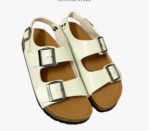 Giày sandal đế trấu 2 khóa nam nữ màu TRẮNG Sata21T