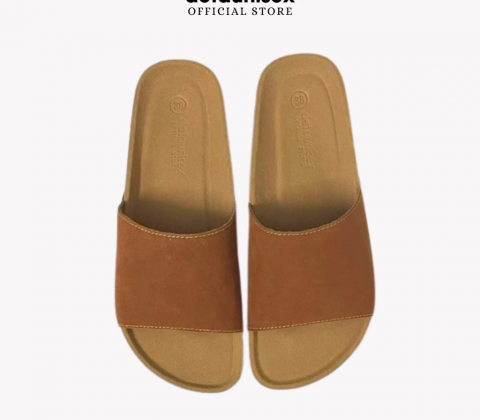 Dép đế trấu quai bảng ngang quai da lộn DETAUNISEX - DETA12 BÒ