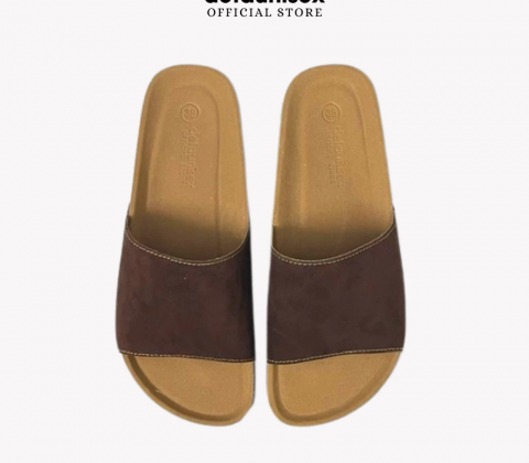 Dép đế trấu quai bảng ngang quai da lộn DETAUNISEX - DETA12N NÂU