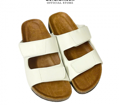 Dép đế trấu Birken DOUBLE STICKY STRAP 2 QUAI XÉ DÁN đế TPR Detaunisex - DETA25D-TPR ĐEN