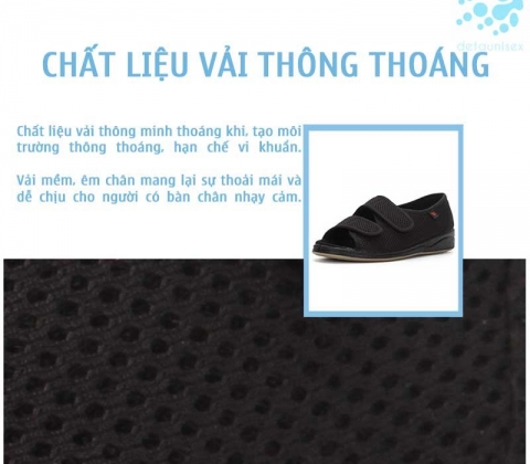 Giày cho người tiểu đường kiểu dáng 2 quai êm chân – TIDU01